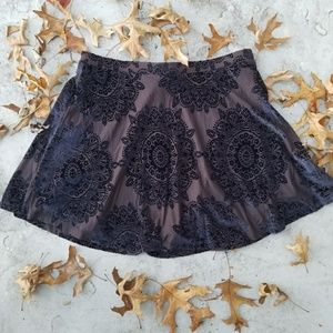 LA Hearts velvet mandala mini skirt